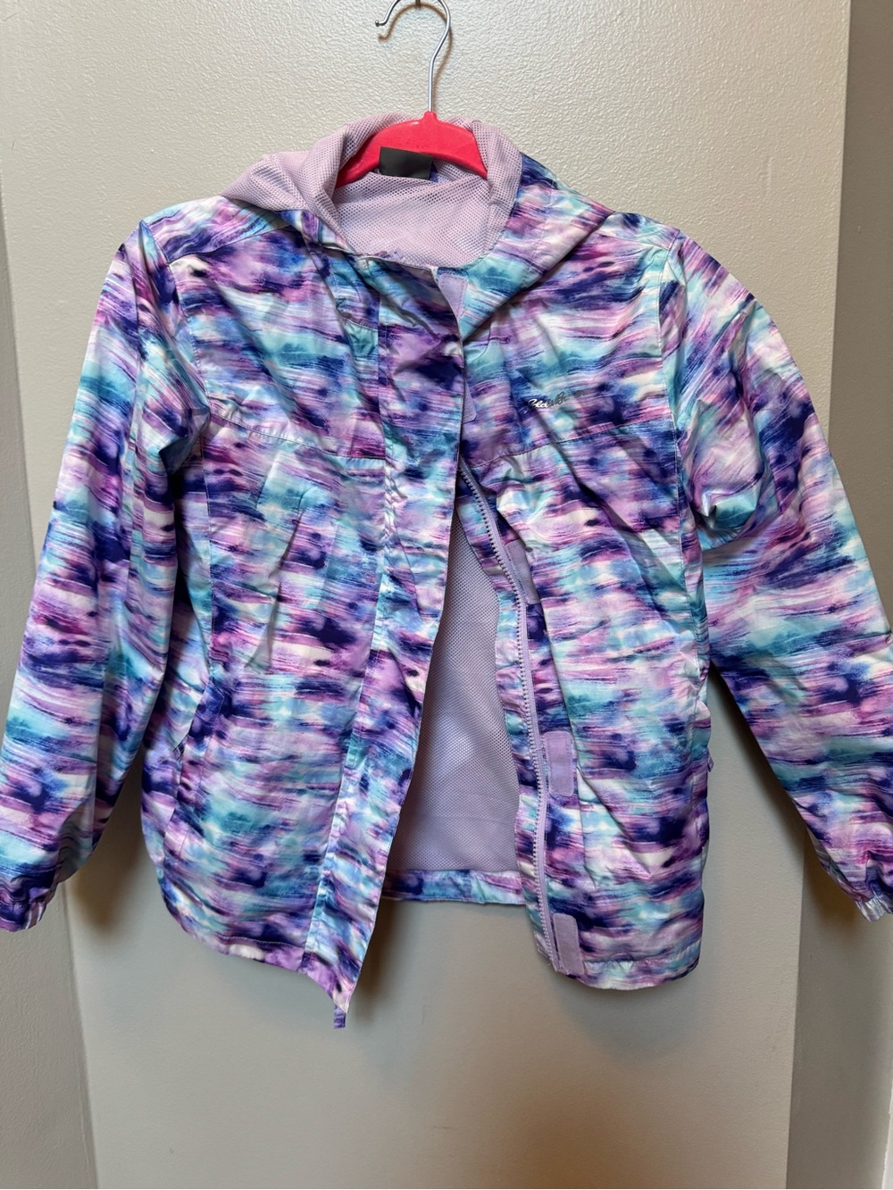 Eddie Bauer Girls' Lavender & Teal Multi-Color Rain Jacket
